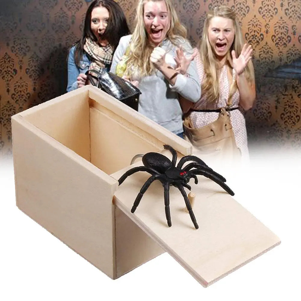 Prank Spider Wooden Scare Box Trick Play Joke Lifelike Surprise April Fools' Day Funny Novelty Toys Gags Practical Gifts beldemo5-toys2