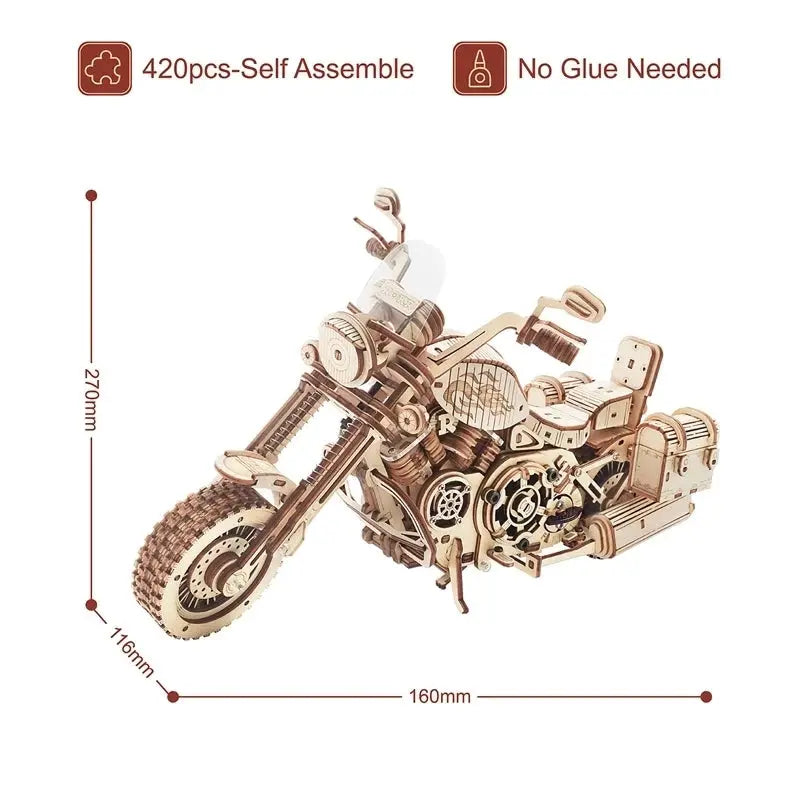Robotime Rokr Cruiser Motorcycle DIY Wooden Model 420 Pcs Building Block Kits Funny Toys Gifts For Children Adults Dropshipping beldemo5-toys2