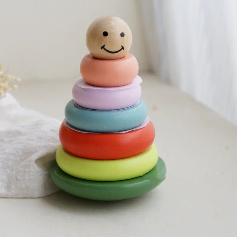 Children's Puzzle Wooden Folding Music Set Column, Rainbow Tower Ring, Large Early Childhood Education Toy Wood beldemo5-toys2