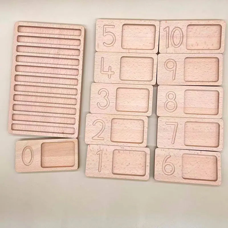 Wooden Montessori Toys Walnut Frame Counting Board Pyramid Tray Digital Numb beldemo5-toys2