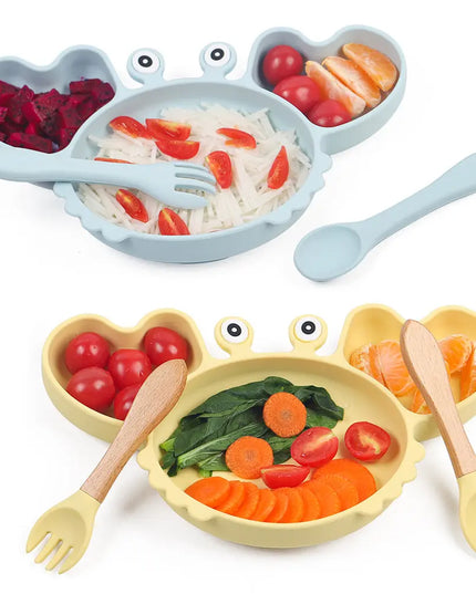 Baby Food Supplement Silicone Crab Tableware Set Bells toys