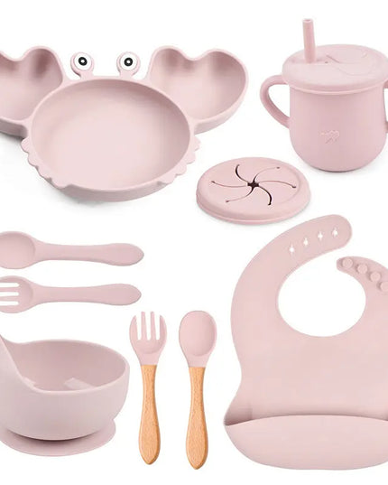 Baby Food Supplement Silicone Crab Tableware Set Bells toys