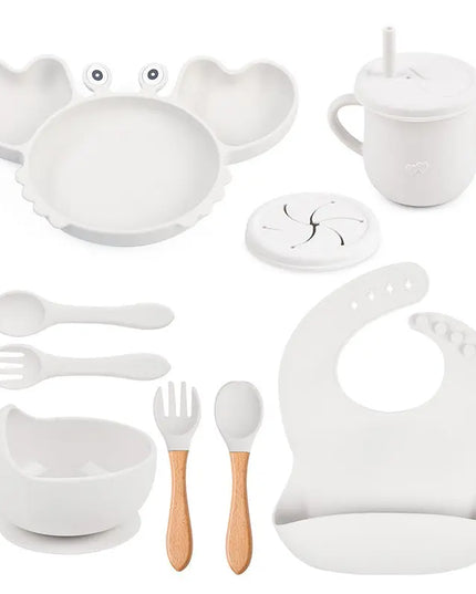 Baby Food Supplement Silicone Crab Tableware Set Bells toys