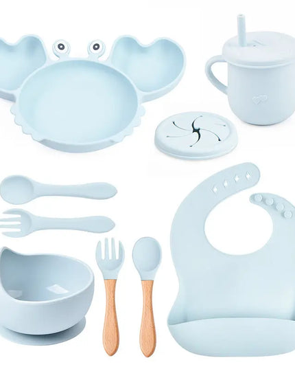 Baby Food Supplement Silicone Crab Tableware Set Bells toys