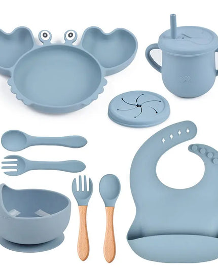 Baby Food Supplement Silicone Crab Tableware Set Bells toys