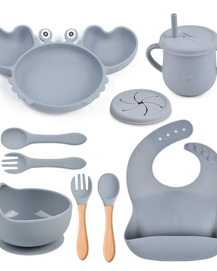 Baby Food Supplement Silicone Crab Tableware Set Bells toys