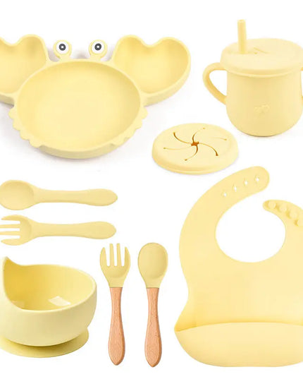 Baby Food Supplement Silicone Crab Tableware Set Bells toys