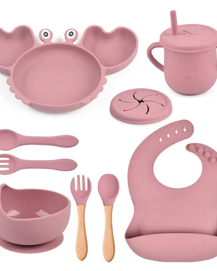 Baby Food Supplement Silicone Crab Tableware Set Bells toys