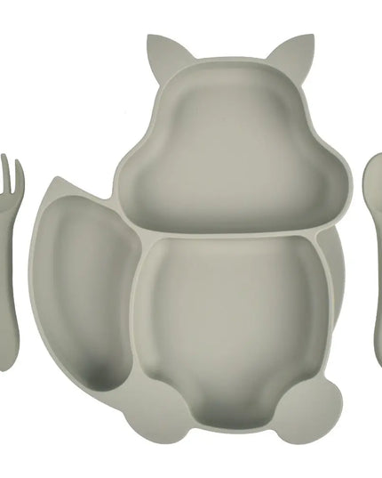 Baby Silicone Food Supplement Bowl Baby Spoon Silicone Kid's Dinner Plate Bells toys