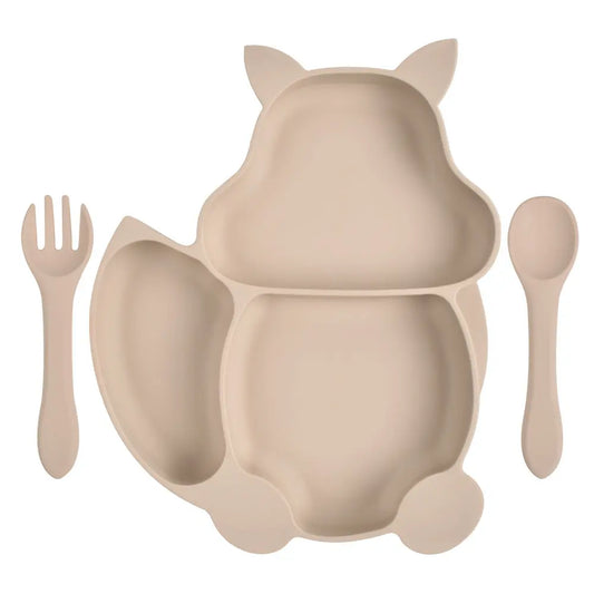 Baby Silicone Food Supplement Bowl Baby Spoon Silicone Kid's Dinner Plate Bells toys