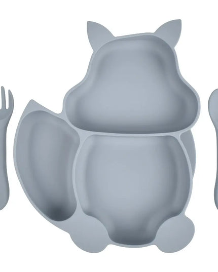 Baby Silicone Food Supplement Bowl Baby Spoon Silicone Kid's Dinner Plate Bells toys