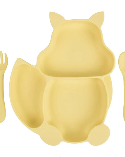 Baby Silicone Food Supplement Bowl Baby Spoon Silicone Kid's Dinner Plate Bells toys