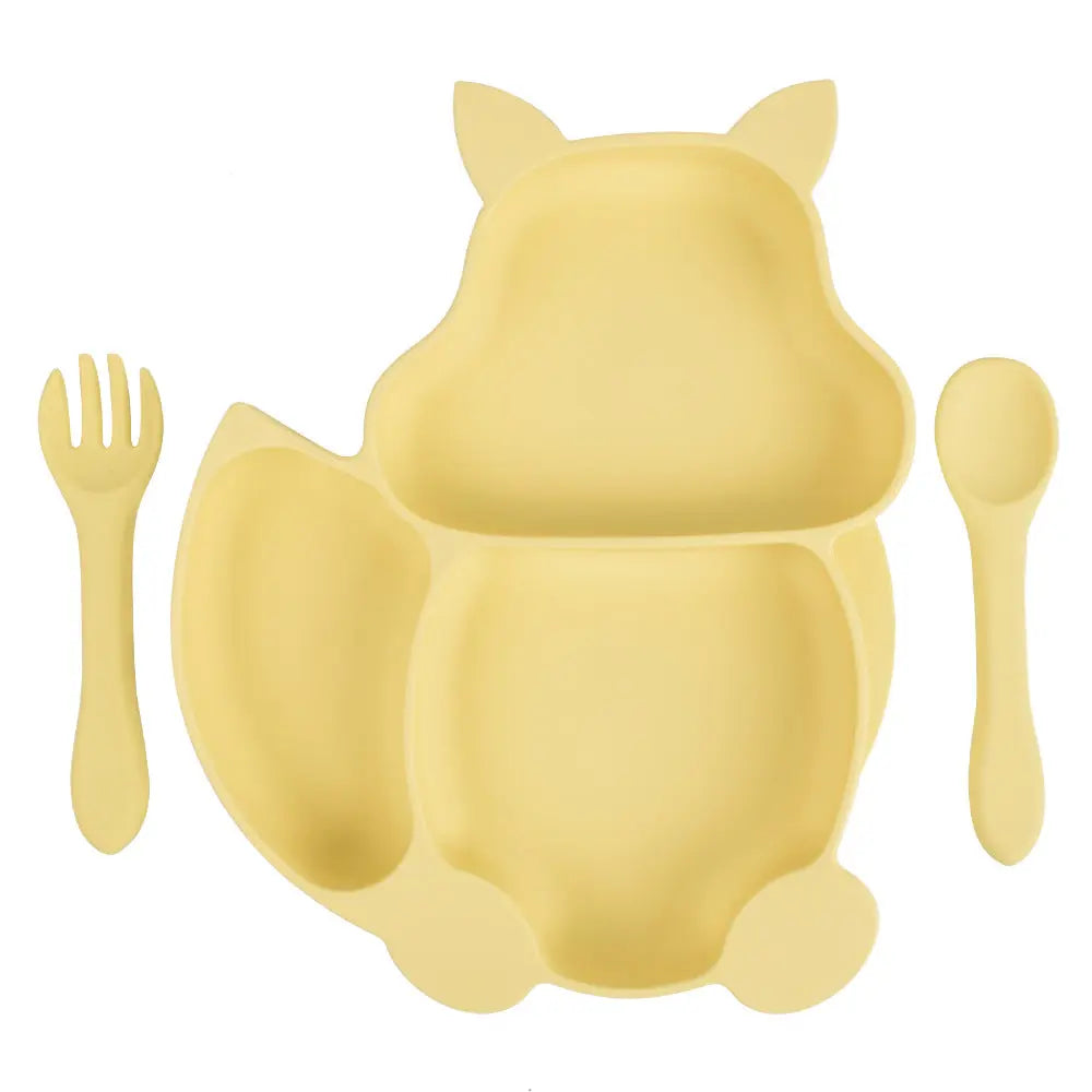 Baby Silicone Food Supplement Bowl Baby Spoon Silicone Kid's Dinner Plate Bells toys