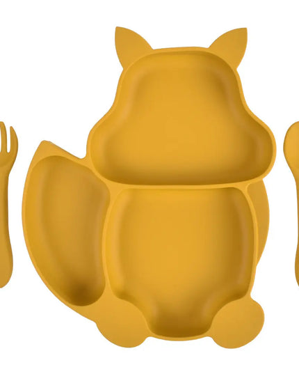 Baby Silicone Food Supplement Bowl Baby Spoon Silicone Kid's Dinner Plate Bells toys