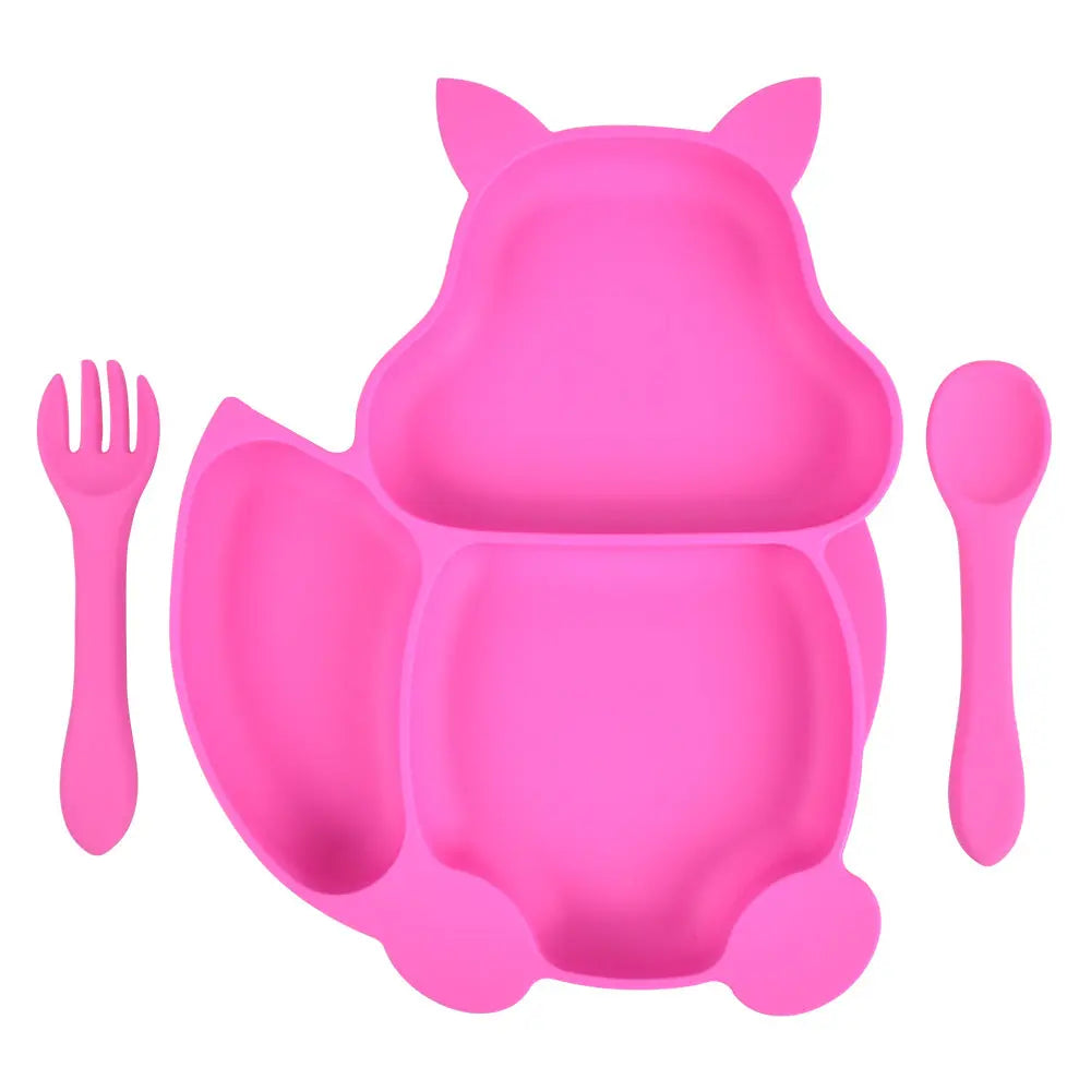 Baby Silicone Food Supplement Bowl Baby Spoon Silicone Kid's Dinner Plate Bells toys