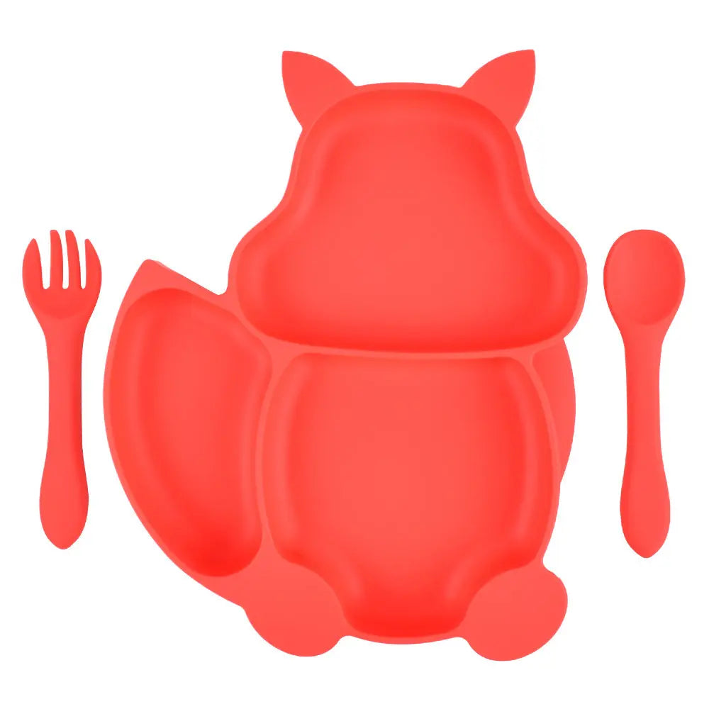 Baby Silicone Food Supplement Bowl Baby Spoon Silicone Kid's Dinner Plate Bells toys