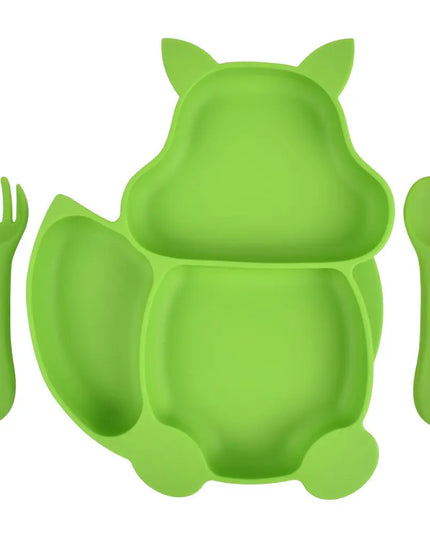 Baby Silicone Food Supplement Bowl Baby Spoon Silicone Kid's Dinner Plate Bells toys