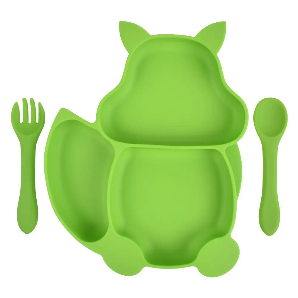 Baby Silicone Food Supplement Bowl Baby Spoon Silicone Kid's Dinner Plate Bells toys