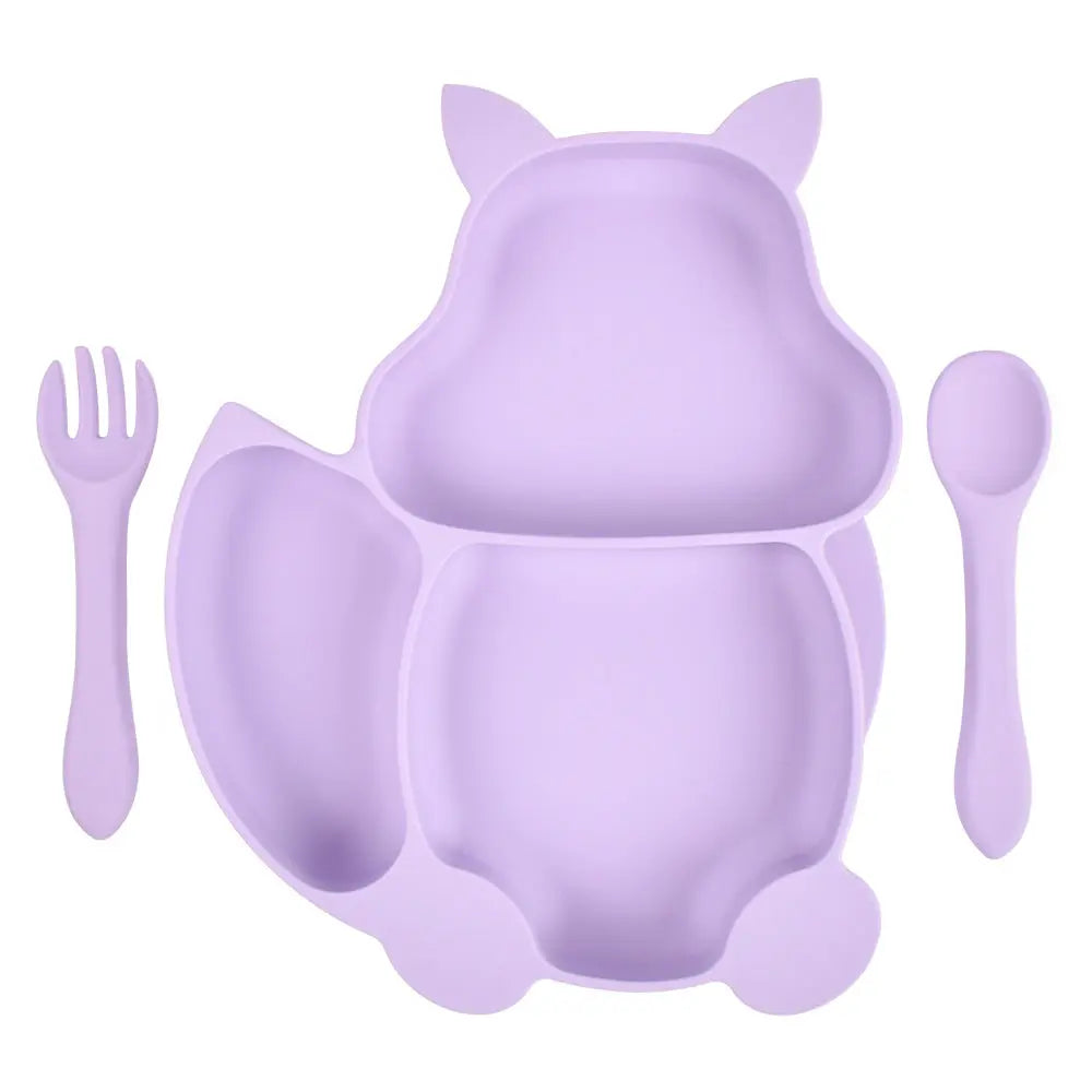 Baby Silicone Food Supplement Bowl Baby Spoon Silicone Kid's Dinner Plate Bells toys