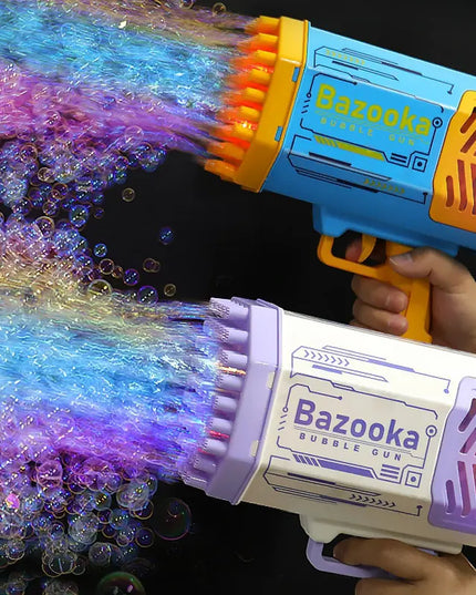 Bubble Gun Rocket 69 Holes Soap Bubbles Machine Gun Shape Automatic Blower With Light Toys For Kids Pomperos beldemo5-toys2