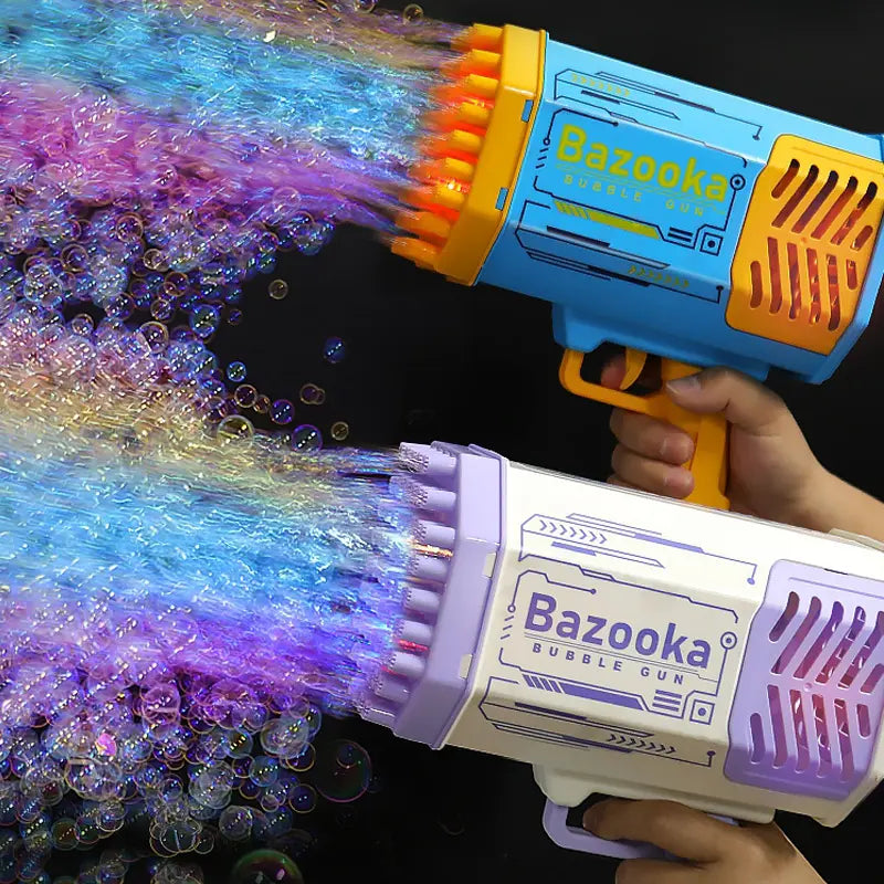 Bubble Gun Rocket 69 Holes Soap Bubbles Machine Gun Shape Automatic Blower With Light Toys For Kids Pomperos beldemo5-toys2