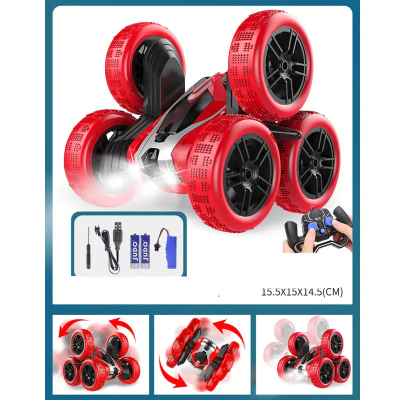 Double-sided Tumbling Stunt Dump Truck Charging Version Remote Control Toy beldemo5-toys2