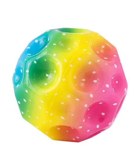 Colorful Hole Ball Soft Bouncy Ball Anti-fall Moon Shape Porous Bouncy Ball Kids Indoor Toys Ergonomic Design Elastic Ball beldemo5-toys2