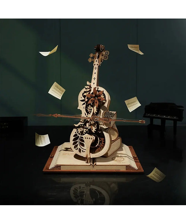 Robotime ROKR Magic Cello Mechanical Music Box Moveable Stem Funny Creative Toys For Child Girls 3D Wooden Puzzle AMK63 beldemo5-toys2