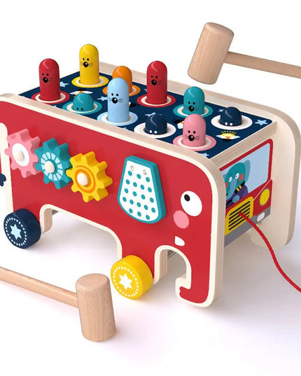 Montessori Toddlers Kids Wooden Pounding Bench Animal Bus Toys Early Educational Set Gifts For Children Toy Musical Instrument beldemo5-toys2