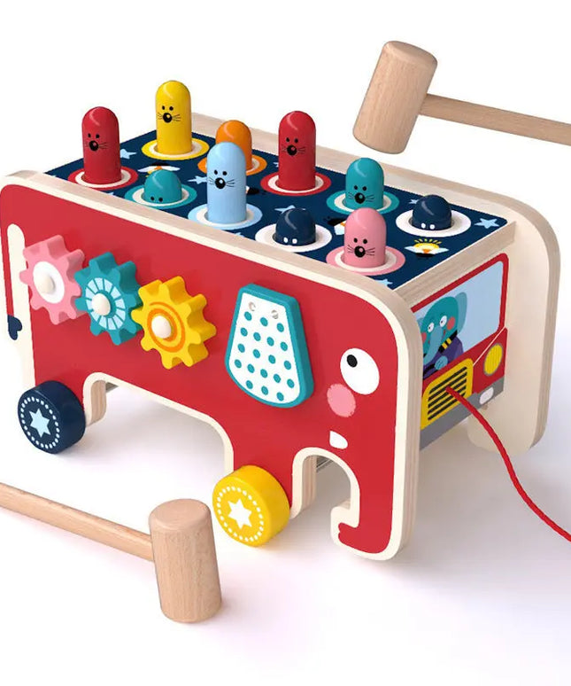 Montessori Toddlers Kids Wooden Pounding Bench Animal Bus Toys Early Educational Set Gifts For Children Toy Musical Instrument beldemo5-toys2