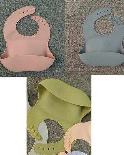 Soft Waterproof Silicone Baby Bib with Food Catcher, Baby Silicone Bib Bells toys