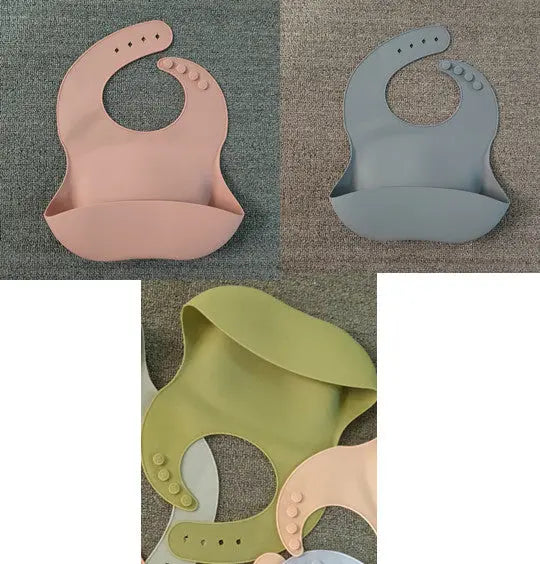 Soft Waterproof Silicone Baby Bib with Food Catcher, Baby Silicone Bib Bells toys