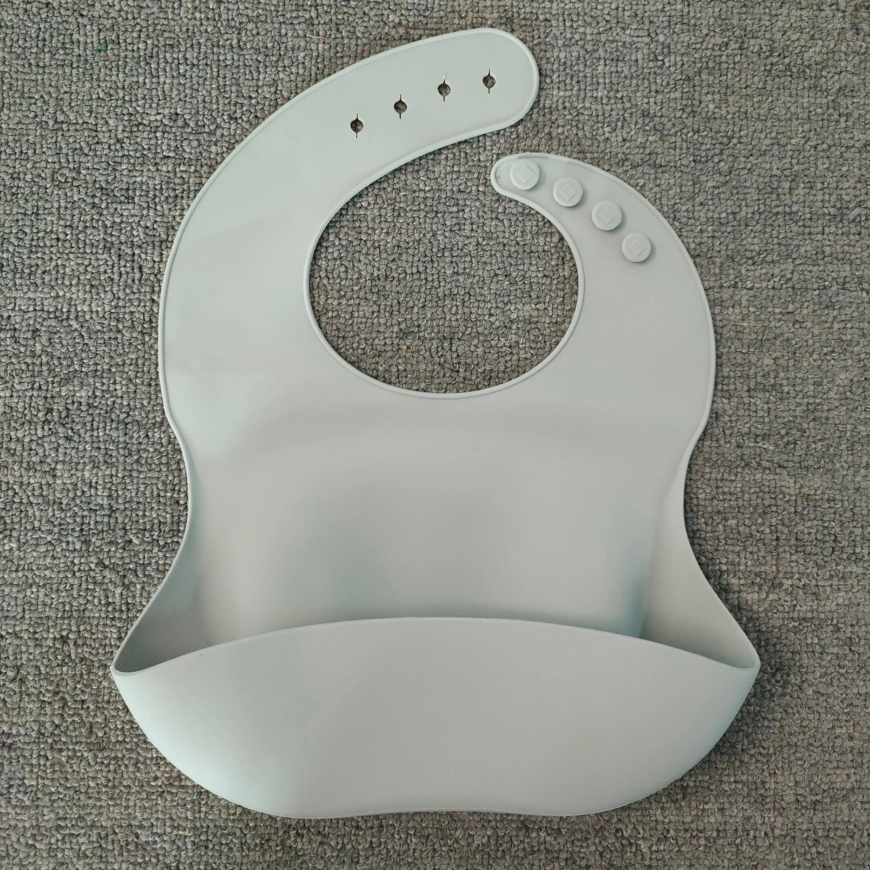 Soft Waterproof Silicone Baby Bib with Food Catcher, Baby Silicone Bib Bells toys