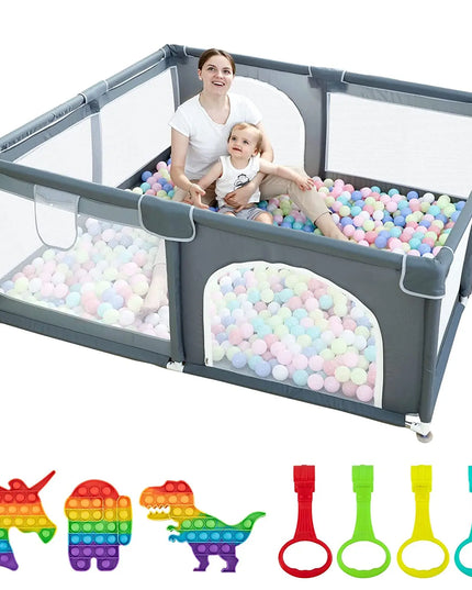 Large Baby Playpen79x71, Extra Large Play Pen For Babies And Toddlers, Play Yard With Gate, Baby Fence With Breathable Mesh, Safety Indoor & Outdoor Activity Center Grey beldemo5-toys2