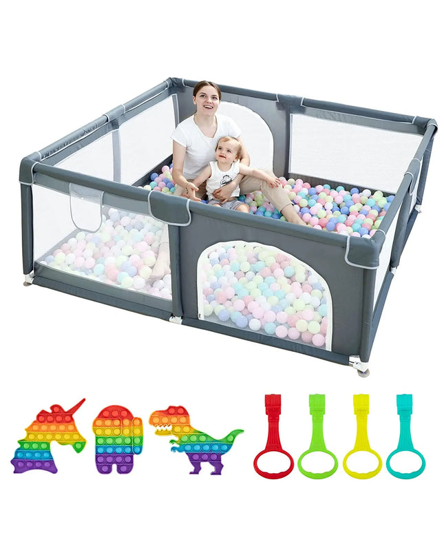 Large Baby Playpen79x71, Extra Large Play Pen For Babies And Toddlers, Play Yard With Gate, Baby Fence With Breathable Mesh, Safety Indoor & Outdoor Activity Center Grey beldemo5-toys2