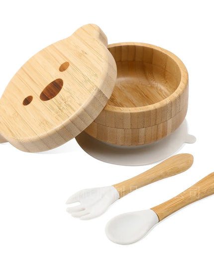 Baby Bamboo And Wood Supplementary Food Bowl Training Meal - Marble