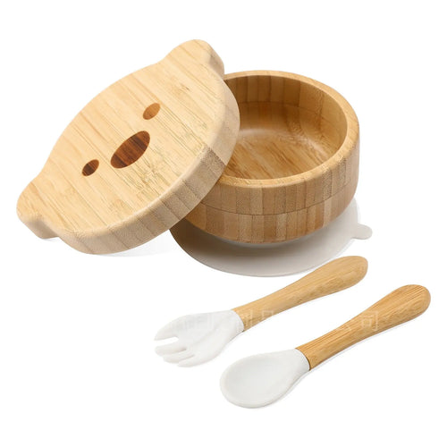Baby Bamboo And Wood Supplementary Food Bowl Training Meal - Marble