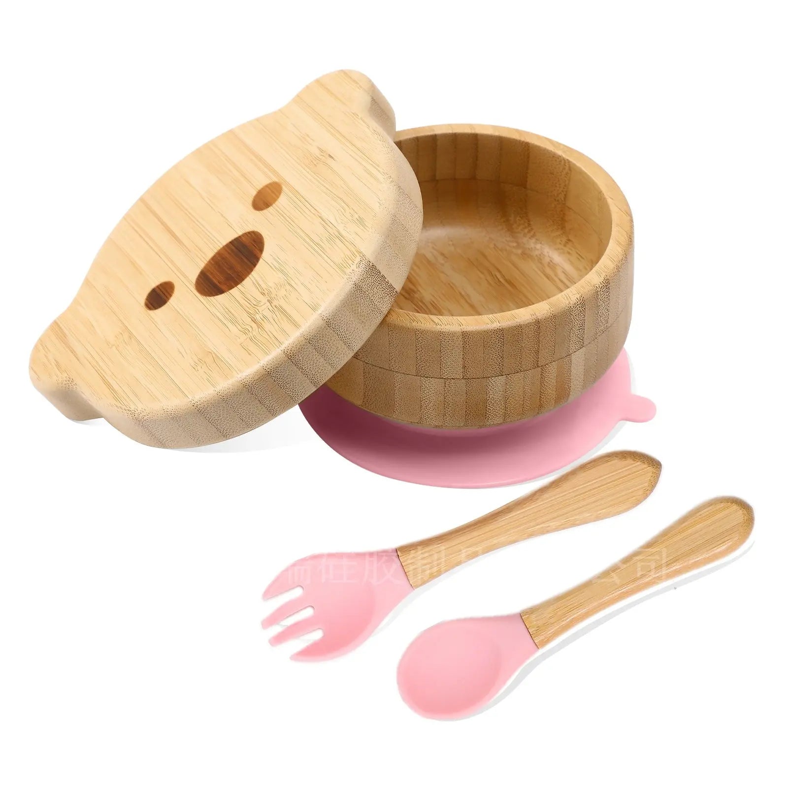 Baby Bamboo And Wood Supplementary Food Bowl Training Meal - Peach