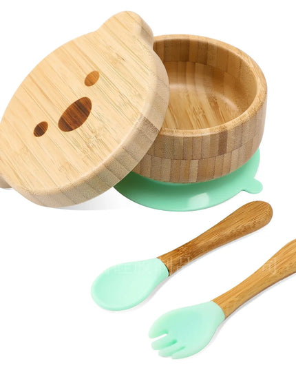 Baby Bamboo And Wood Supplementary Food Bowl Training Meal - Green