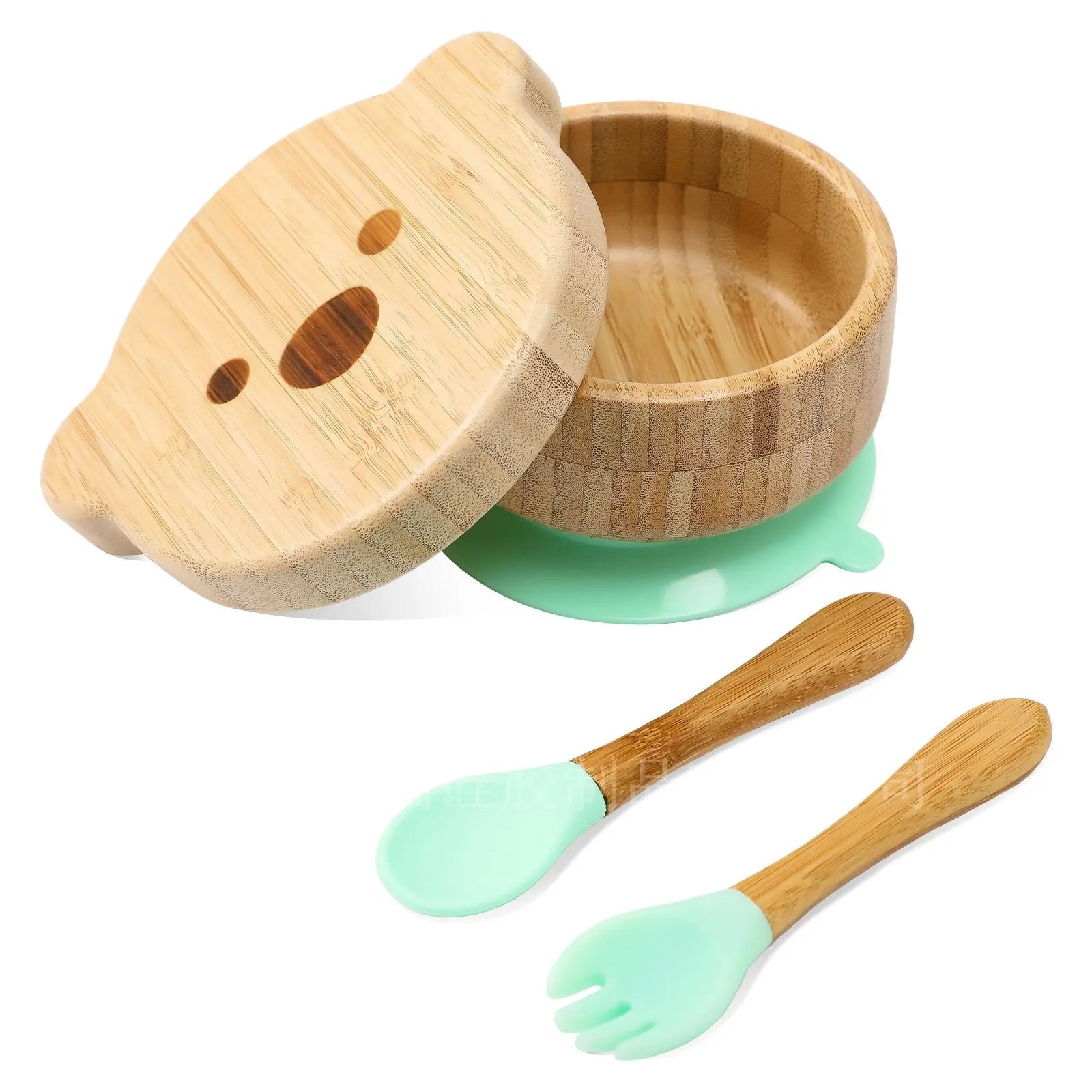 Baby Bamboo And Wood Supplementary Food Bowl Training Meal - Green