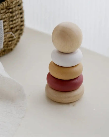 Children's Puzzle Wooden Folding Music Set Column, Rainbow Tower Ring, Large Early Childhood Education Toy Wood beldemo5-toys2
