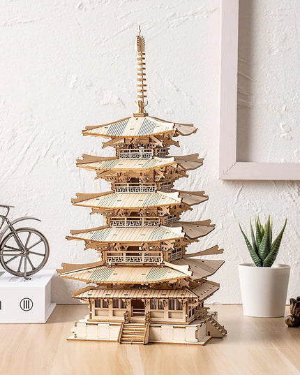 Robotime Five-storied Pagoda 3D Wooden Puzzle Toys For Children Kids Birthday Gift TGN02 beldemo5-toys2