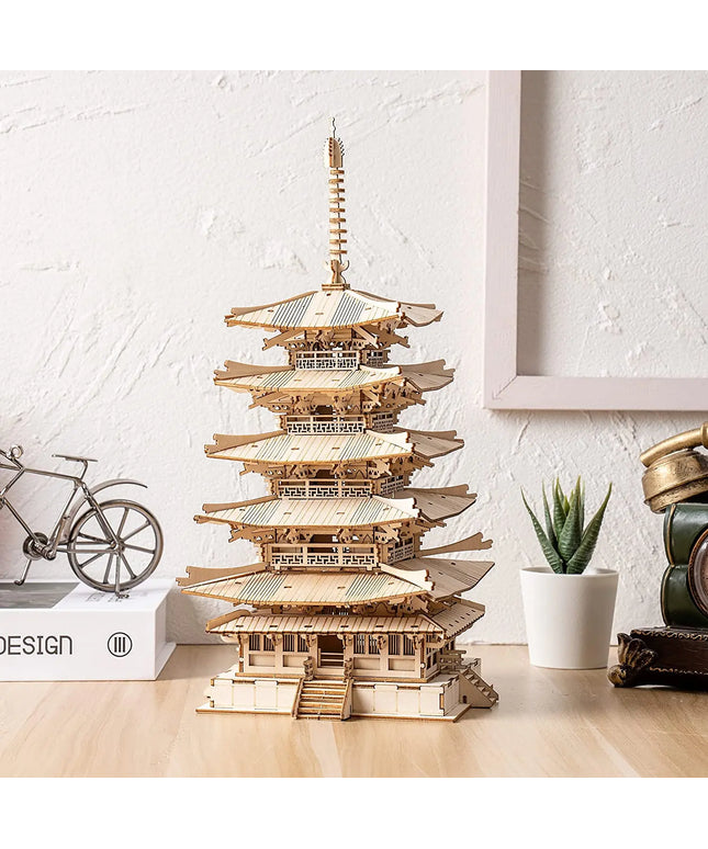 Robotime Five-storied Pagoda 3D Wooden Puzzle Toys For Children Kids Birthday Gift TGN02 beldemo5-toys2