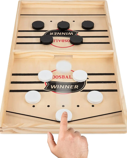 Fast Sling Puck Game,Wooden Hockey Game,Super Foosball Table,Desktop Battle Parent-Child Interaction Winner Slingshot Game,Adults And Kids Family Game Toys beldemo5-toys2