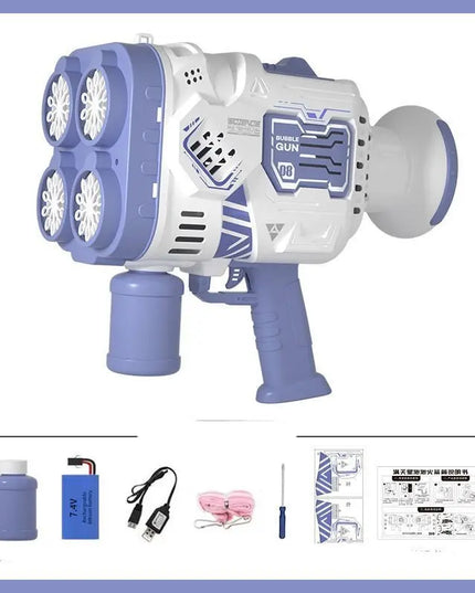 Bubble Gun Rocket Soap Bubble Machine Electric Space Launcher Continues To Produce Bubbles With LED Light beldemo5-toys2