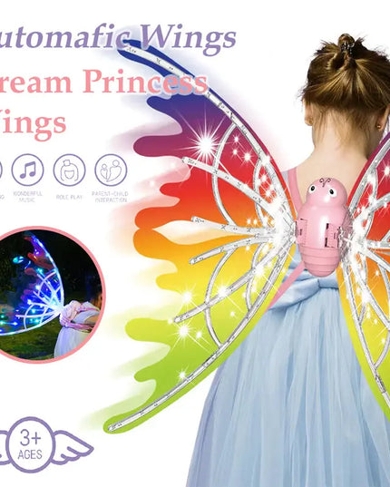 Girls Electrical Butterfly Wings With Lights Glowing Shiny Dress Up Moving Fairy Wings For Birthday Wedding Christmas Halloween beldemo5-toys2