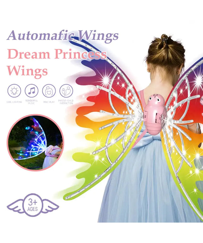Girls Electrical Butterfly Wings With Lights Glowing Shiny Dress Up Moving Fairy Wings For Birthday Wedding Christmas Halloween beldemo5-toys2