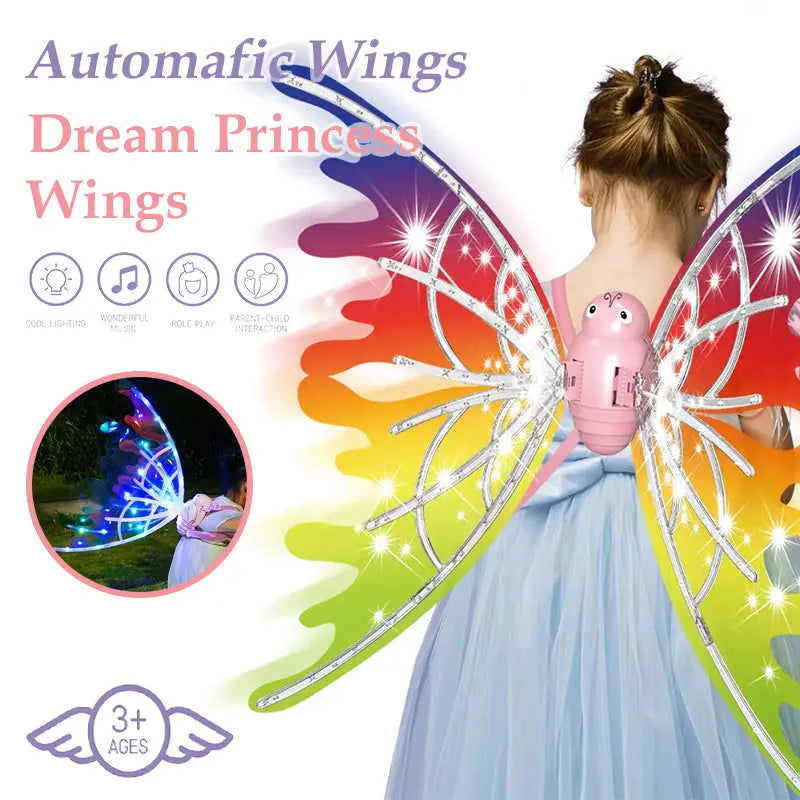 Girls Electrical Butterfly Wings With Lights Glowing Shiny Dress Up Moving Fairy Wings For Birthday Wedding Christmas Halloween beldemo5-toys2