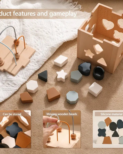 Children’s Wooden Geometric Box Puzzle Toys - Picture Color