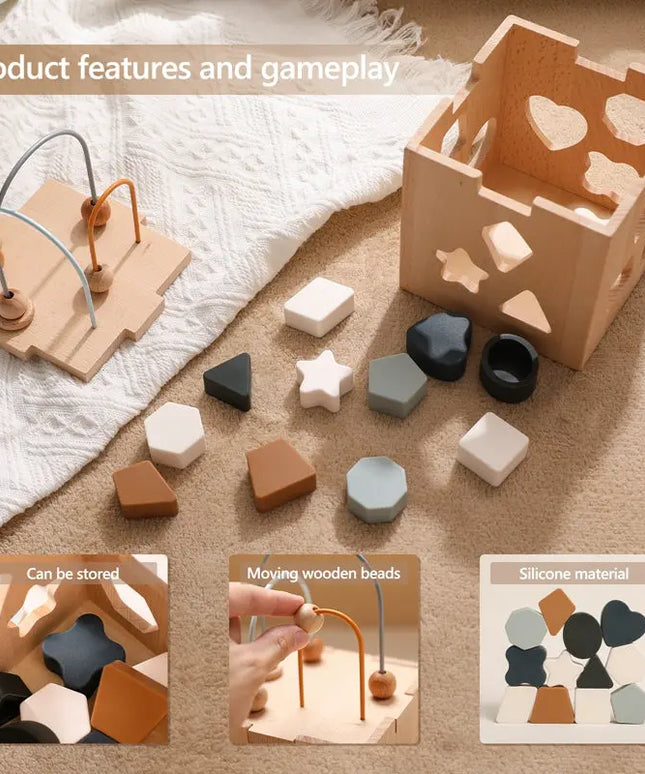 Children’s Wooden Geometric Box Puzzle Toys - Picture Color